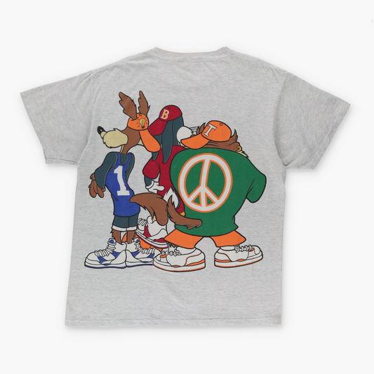 1993 LOONEY TUNES Cartoon Basketball Single Stitch Double Sided T-Shirt (XL)