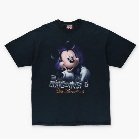 Vintage MICKEY MOUSE Walt Disney World Cartoon Black Tee (XL-XXL)