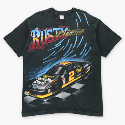 Rusty Wallace Single Stitch "Kickin Asphalt" All Over Print USA Made NASCAR Tee (XL-XXL)