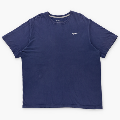 NIKE Navy & White Regular Fit Embroidered Swoosh Logo TShirt (XXL)