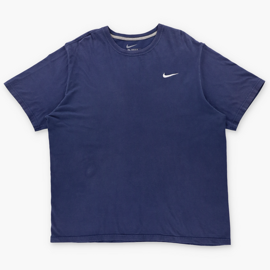 NIKE Navy & White Regular Fit Embroidered Swoosh Logo TShirt (XXL)