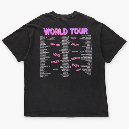 Hooters World Tour Neon Spell Out Graphic Double Sided Single Stitch Black T-Shirt USA Made (L-XL)