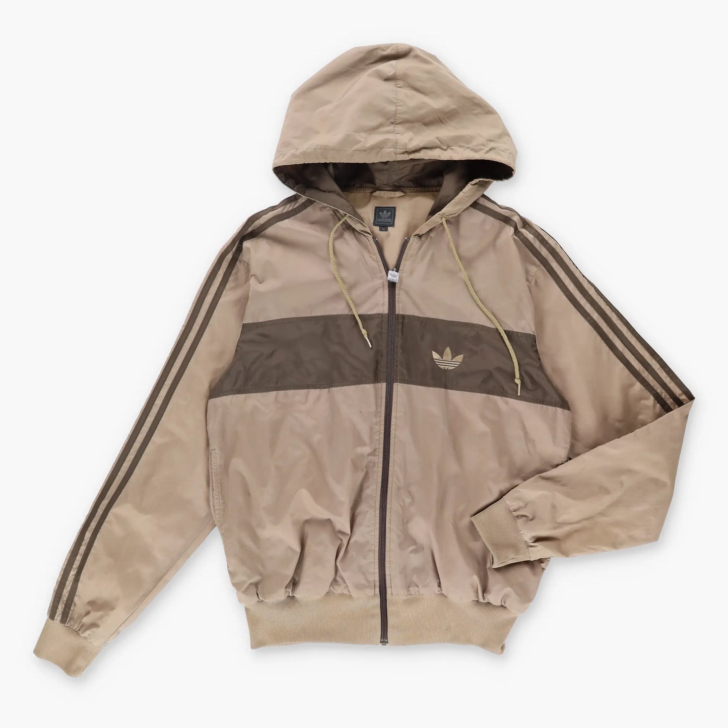 Vintage ADIDAS Brown Lightweight Hooded Windbreaker Jacket (M)