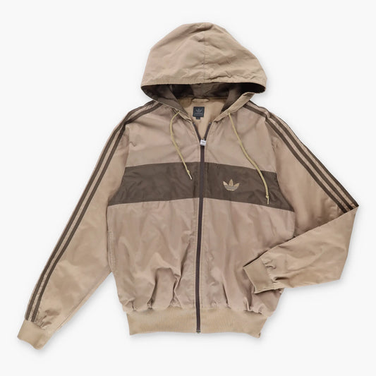Vintage ADIDAS Brown Lightweight Hooded Windbreaker Jacket (M)