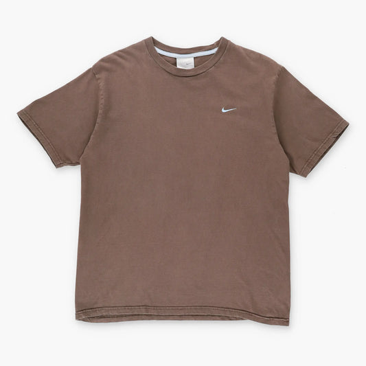 Vintage NIKE Embroidered Swoosh Logo Brown & Blue T-Shirt (S)