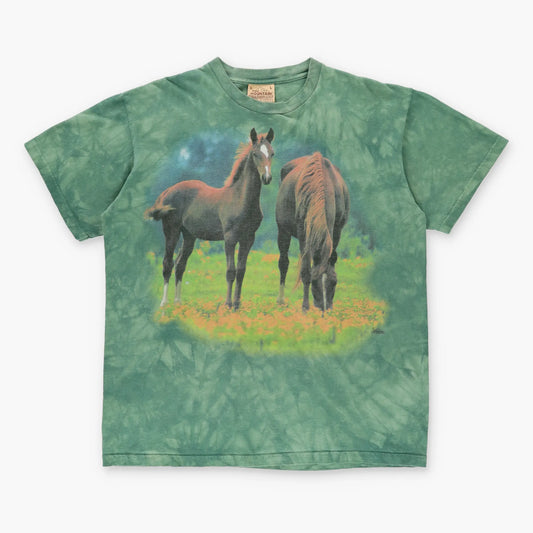 Vintage THE MOUNTAIN Two Horses Field USA Made Tie-Dye T-Shirt (L)