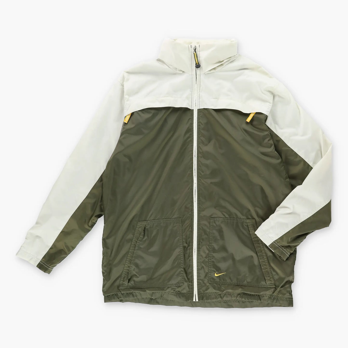 Vintage NIKE Embroidered Swoosh Khaki Two Tone Windbreaker Jacket (L)