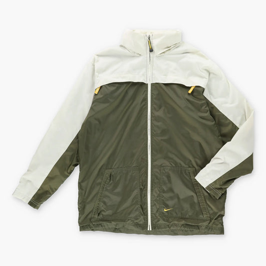 Vintage NIKE Embroidered Swoosh Khaki Two Tone Windbreaker Jacket (L)