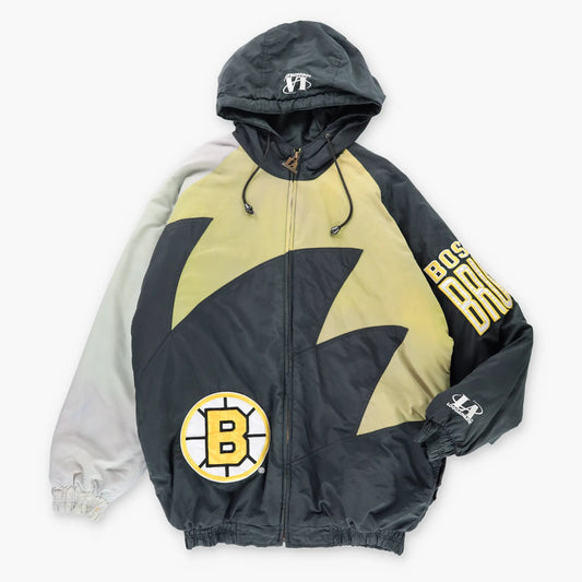 Vintage BOSTON BRUINS Embroidered NHL Korea Made Hooded Hockey Jacket (M-L)