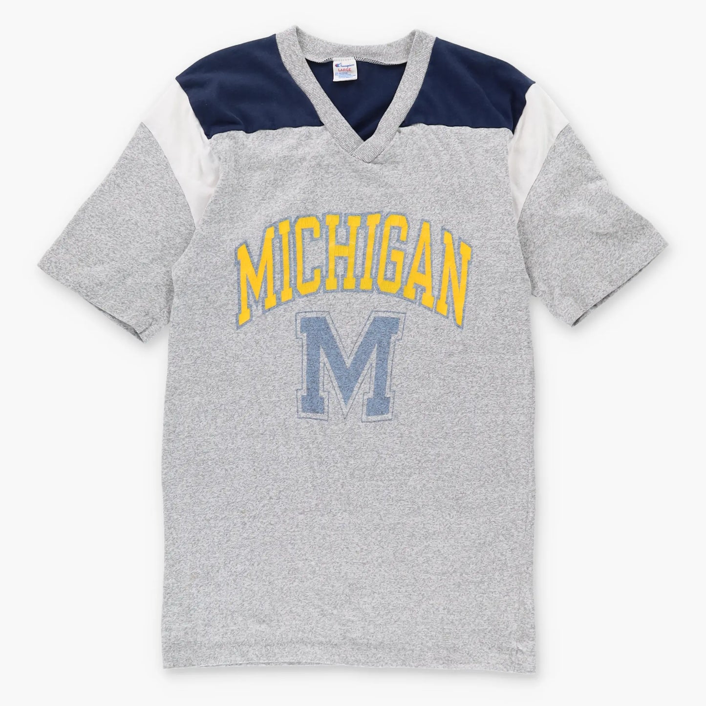 Vintage CHAMPION Michigan University 50/50 Grey Football T-Shirt (XS-S)