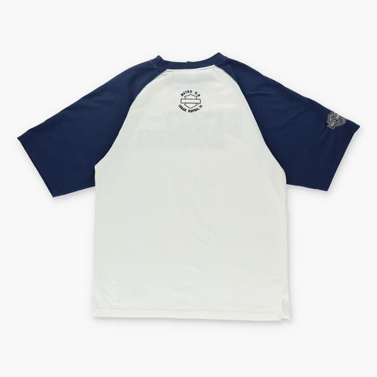 Vintage HARLEY DAVIDSON Embroidered Navy & White Ringer T-Shirt (XL-XXL)