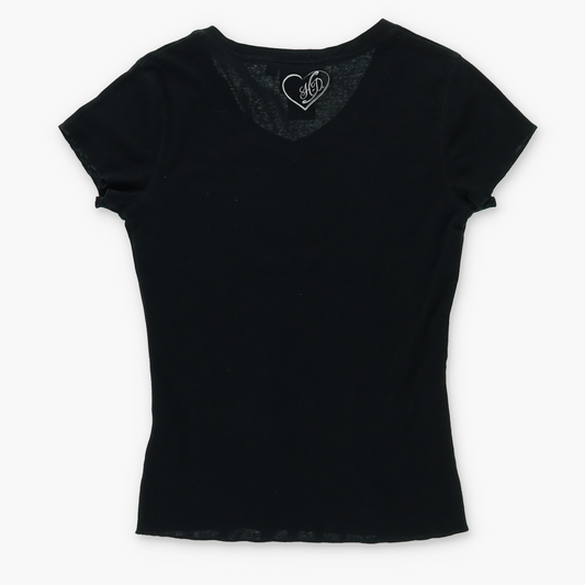 HARLEY DAVIDSON Rhinestone Winged Heart Logo T-Shirt (Women's S)