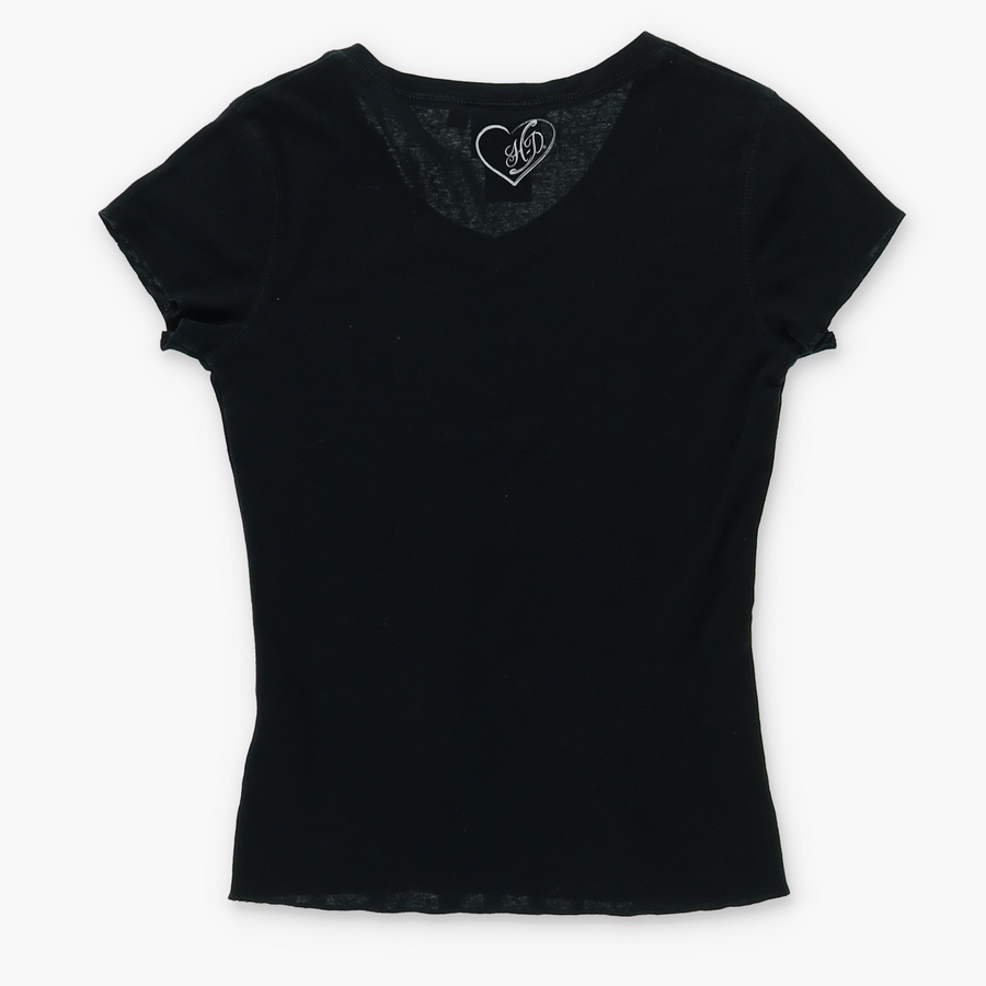 HARLEY DAVIDSON Rhinestone Winged Heart Logo T-Shirt (Women's S)
