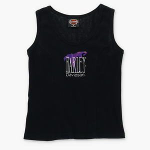 HARLEY DAVIDSON Purple Lily Embroidered Tank Top USA Made (Women's M)
