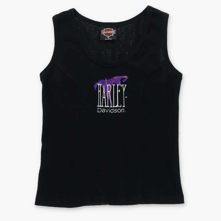 HARLEY DAVIDSON Purple Lily Embroidered Tank Top USA Made (Women's M)
