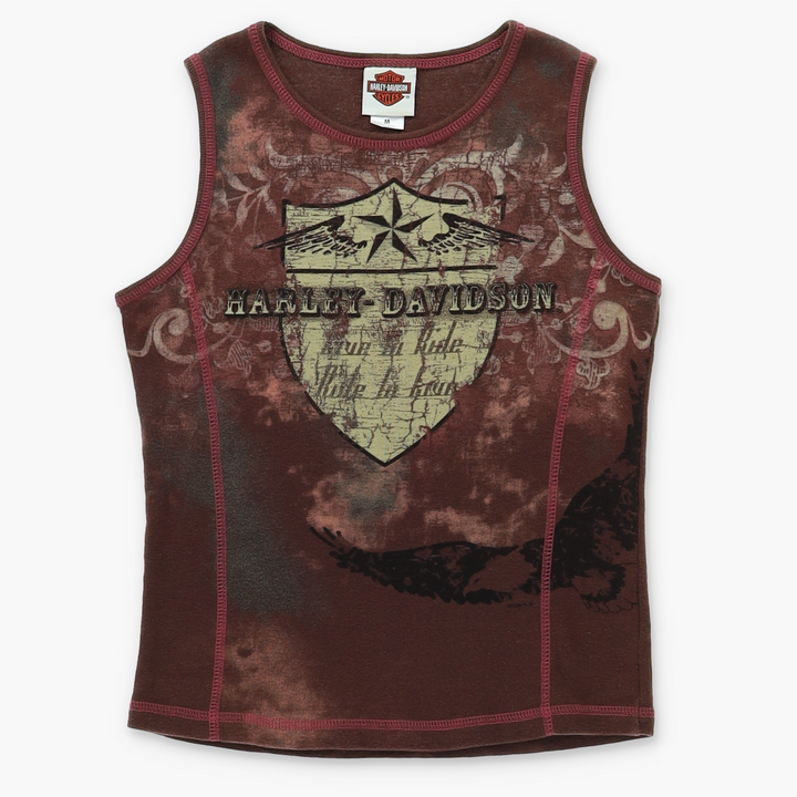 HARLEY DAVIDSON "Live to Ride" Western Y2K Tank Top (Women's M)