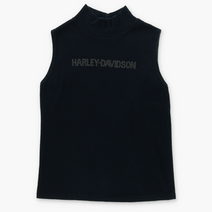 HARLEY DAVIDSON Embellished Logo Mock Neck Tank Top USA Made (Women's XL)