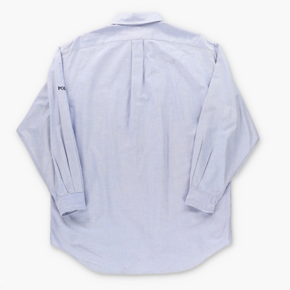 RALPH LAUREN POLO  Embroidered Logo Light Blue Button Up Shirt (XXXL)