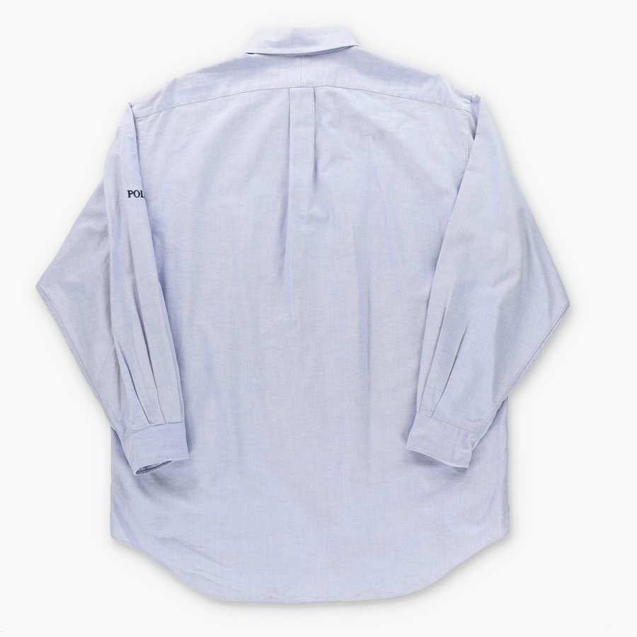 RALPH LAUREN POLO  Embroidered Logo Light Blue Button Up Shirt (XXXL)