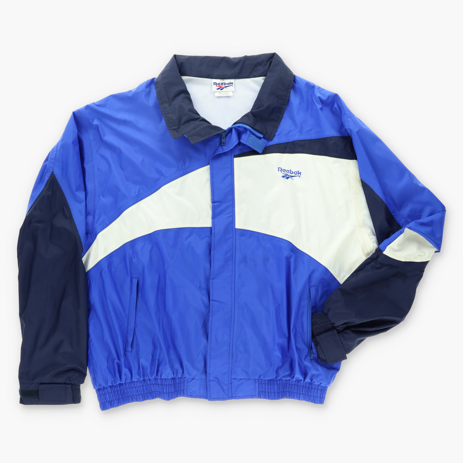 REEBOK 90s Retro Colour Block Blue Windbreaker Jacket USA Made (XXL)