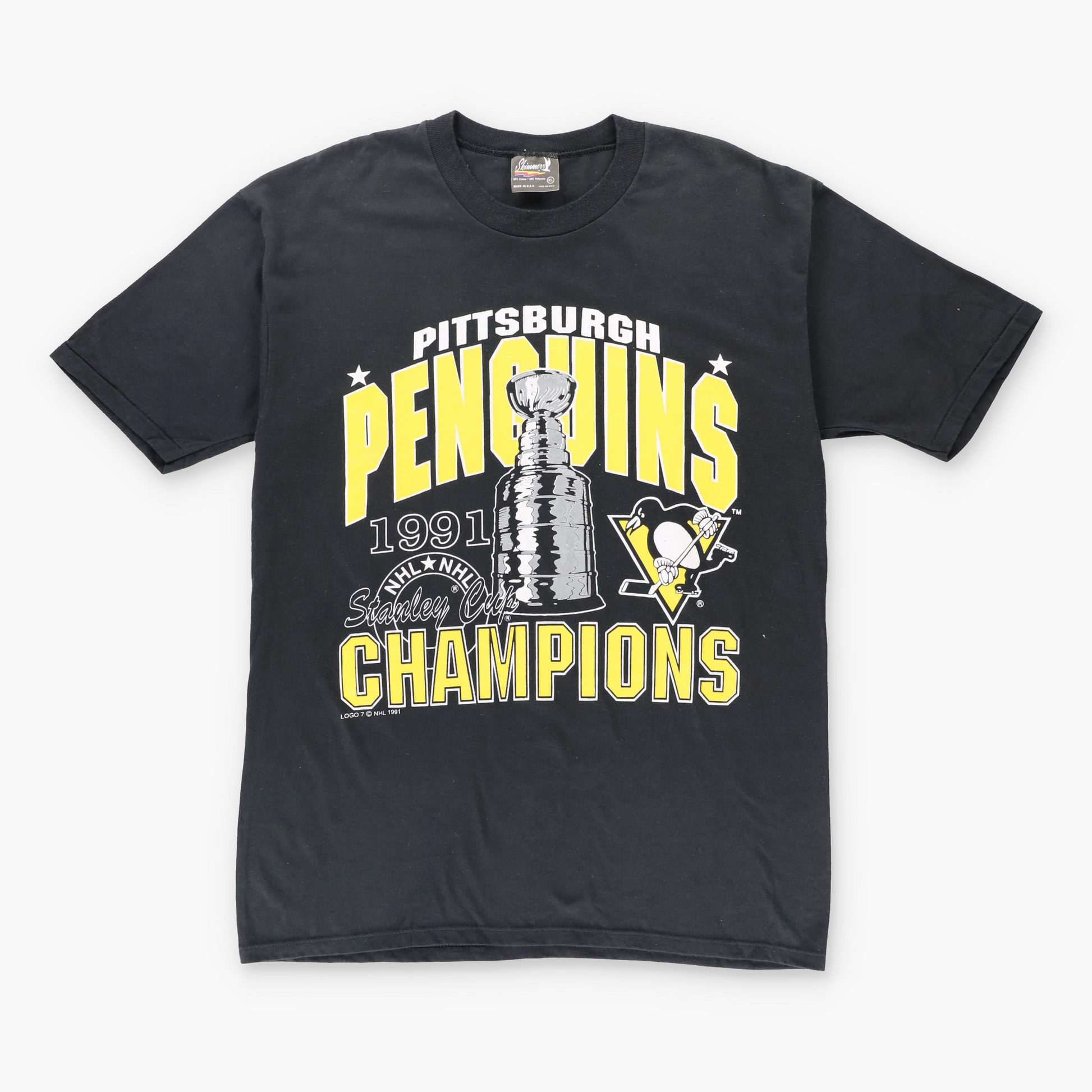 Vintage 1991 Pittsburgh Penguins NHL 50/50 USA Made Black Hockey T-Shirt (XL) Vintage Sole Melbourne