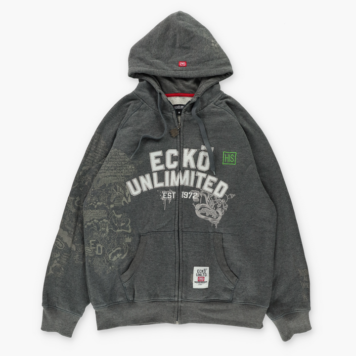 ECKO UNLTD Graffiti Y2K Full Zip Hoodie Sweatshirt (M-L)