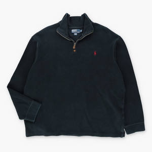 RALPH LAUREN POLO Washed Black 1/4 Zip Knit Sweater (XXL)