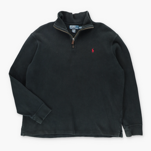 RALPH LAUREN POLO Black 1/4 Zip Knit Sweater (XL)