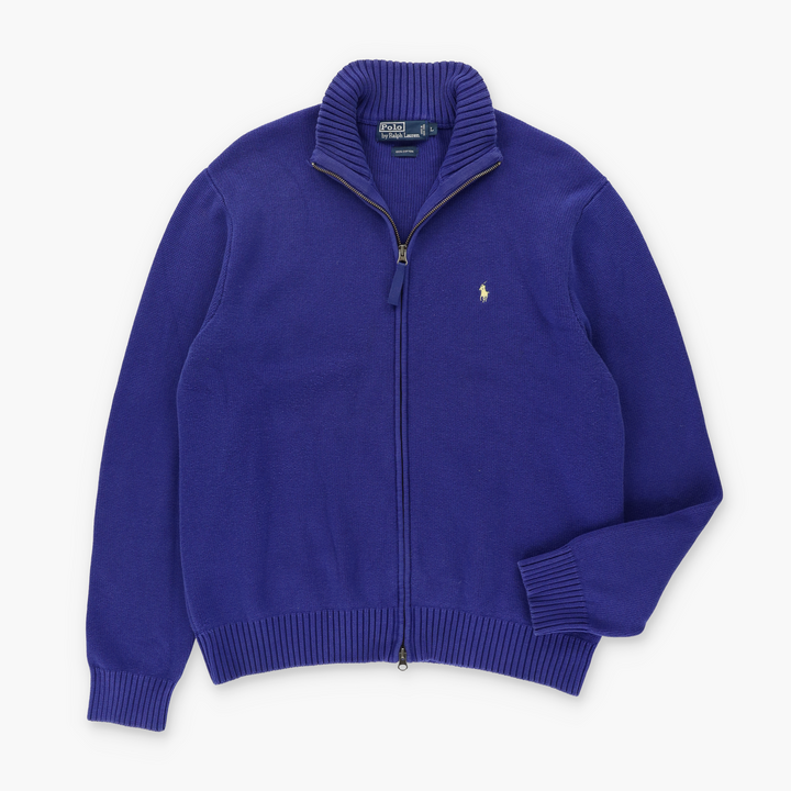 RALPH LAUREN POLO Royal Blue Full Zip Knit Sweater (L)