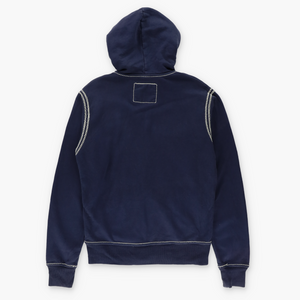 TRUE RELIGION Navy Blue Contrast Stitch Y2K Full Zip Hoodie Sweatshirt (M)