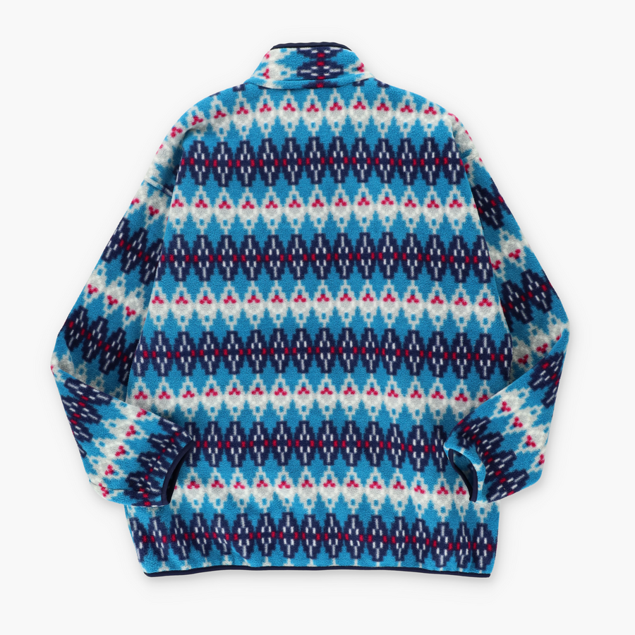 PATAGONIA 'Synchilla' Blue Red Aztec Stripe 1/4 Snap Fleece Sweatshirt (XL)