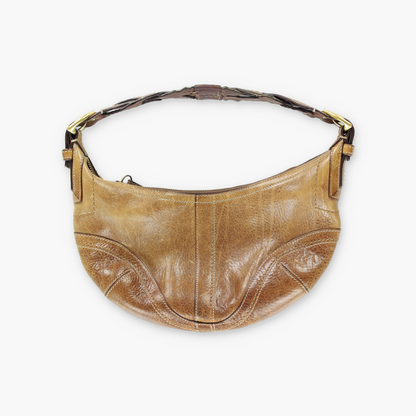 COACH 'Soho Dylan' 10042 Brown Leather Braided Small Hobo Bag