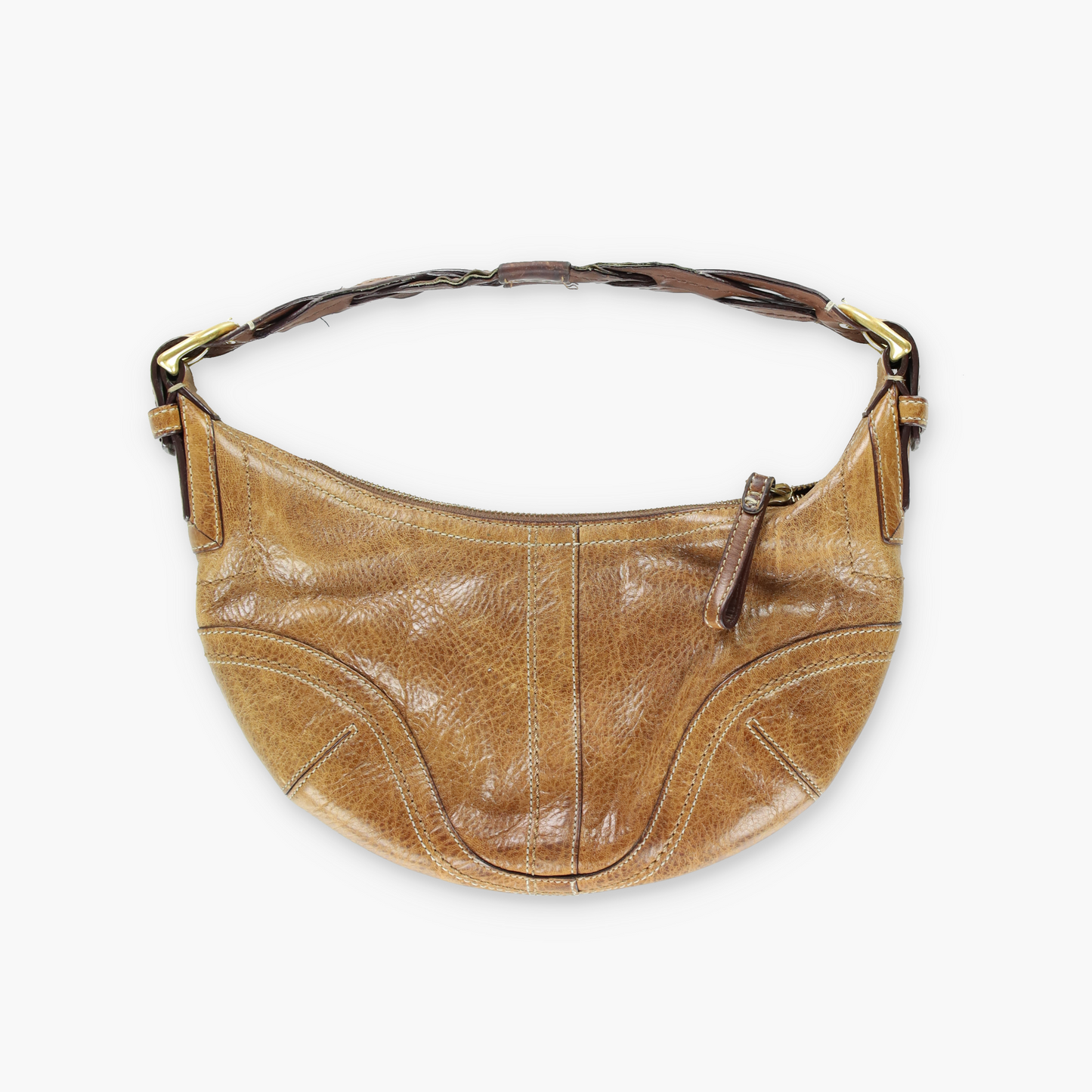 COACH 'Soho Dylan' 10042 Brown Leather Braided Small Hobo Bag