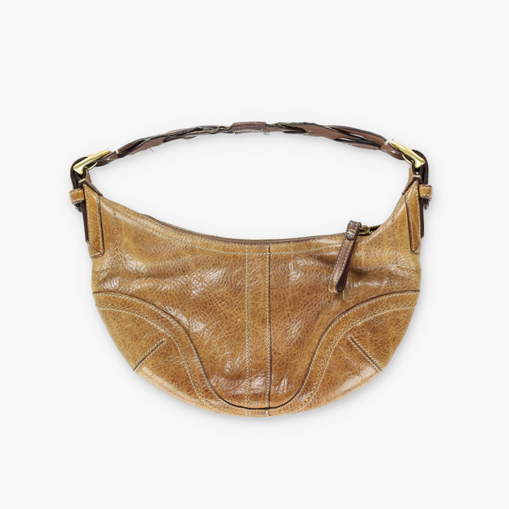 COACH 'Soho Dylan' 10042 Brown Leather Braided Small Hobo Bag