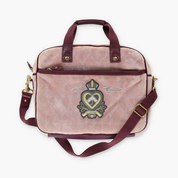 JUICY COUTURE Pink Velour Messenger Laptop Bag