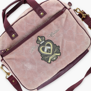 JUICY COUTURE Pink Velour Messenger Laptop Bag