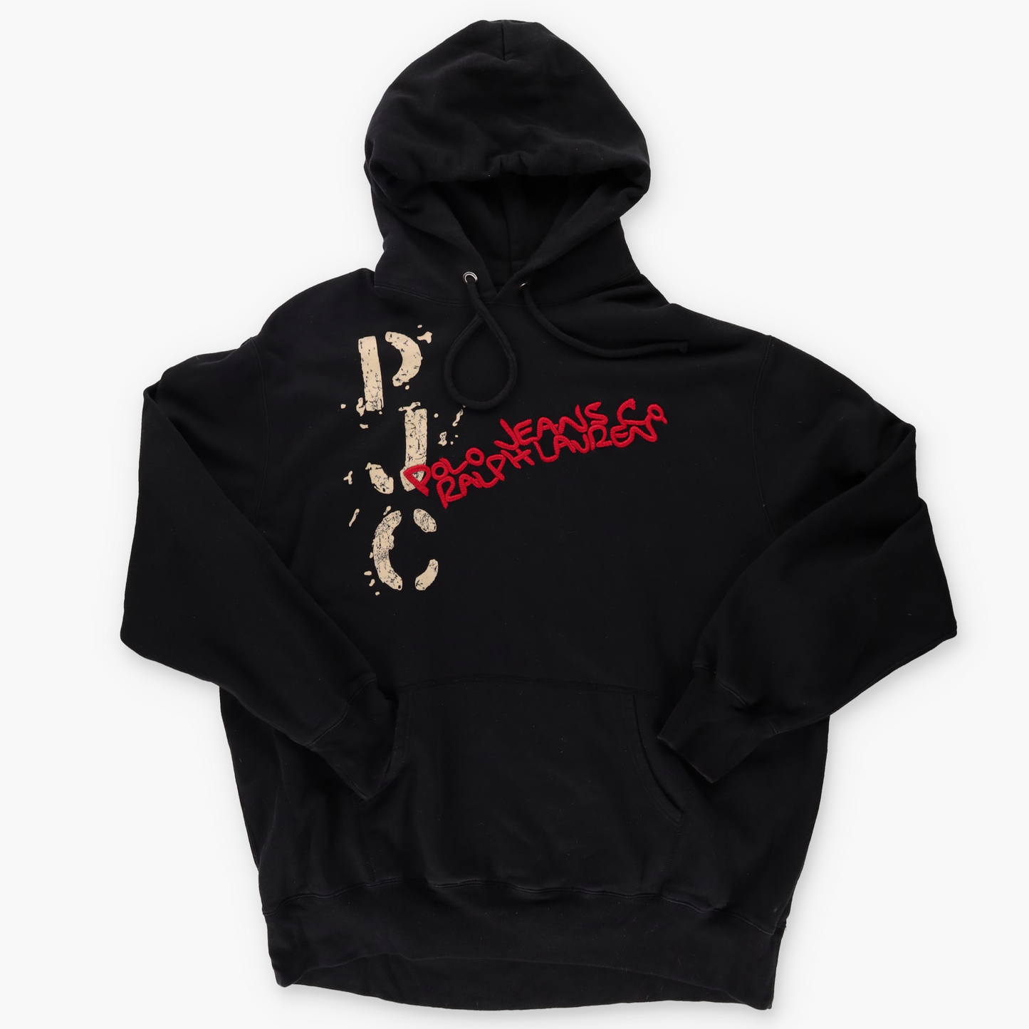 RALPH LAUREN POLO Embroidered Spell Out Black Hoodie Sweatshirt (XXL-XXXL)