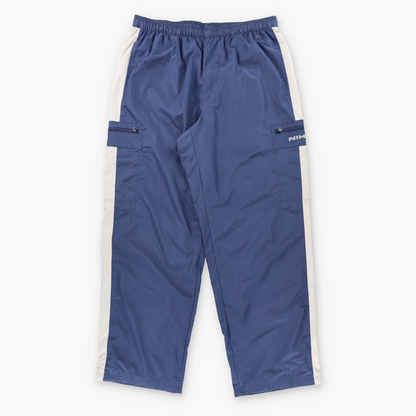 Vintage NIKE Blue & Silver Embroidered Spell Out Logo Side Pocket Straight Leg Track Pants (XL) ***COCO Vintage Sole Melbourne