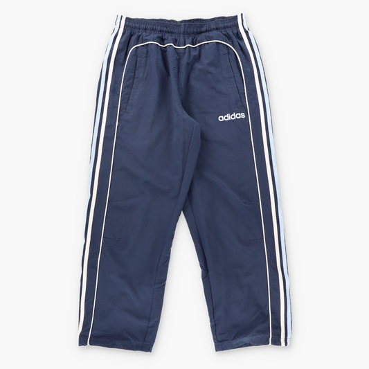 Vintage ADIDAS Navy & Light Blue Embroidered Spell Out Logo Straight Leg Track Pants (M) ***COCO Vintage Sole Melbourne
