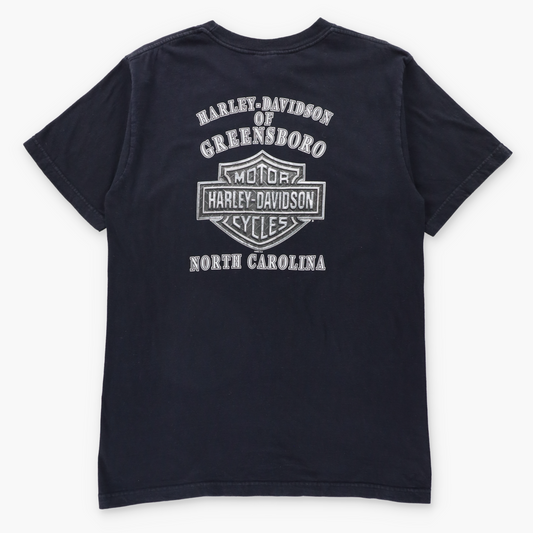 Vintage HARLEY DAVIDSON North Carolina USA Made Black Y2K Tee (L TALL) ***COCO Vintage Sole Melbourne