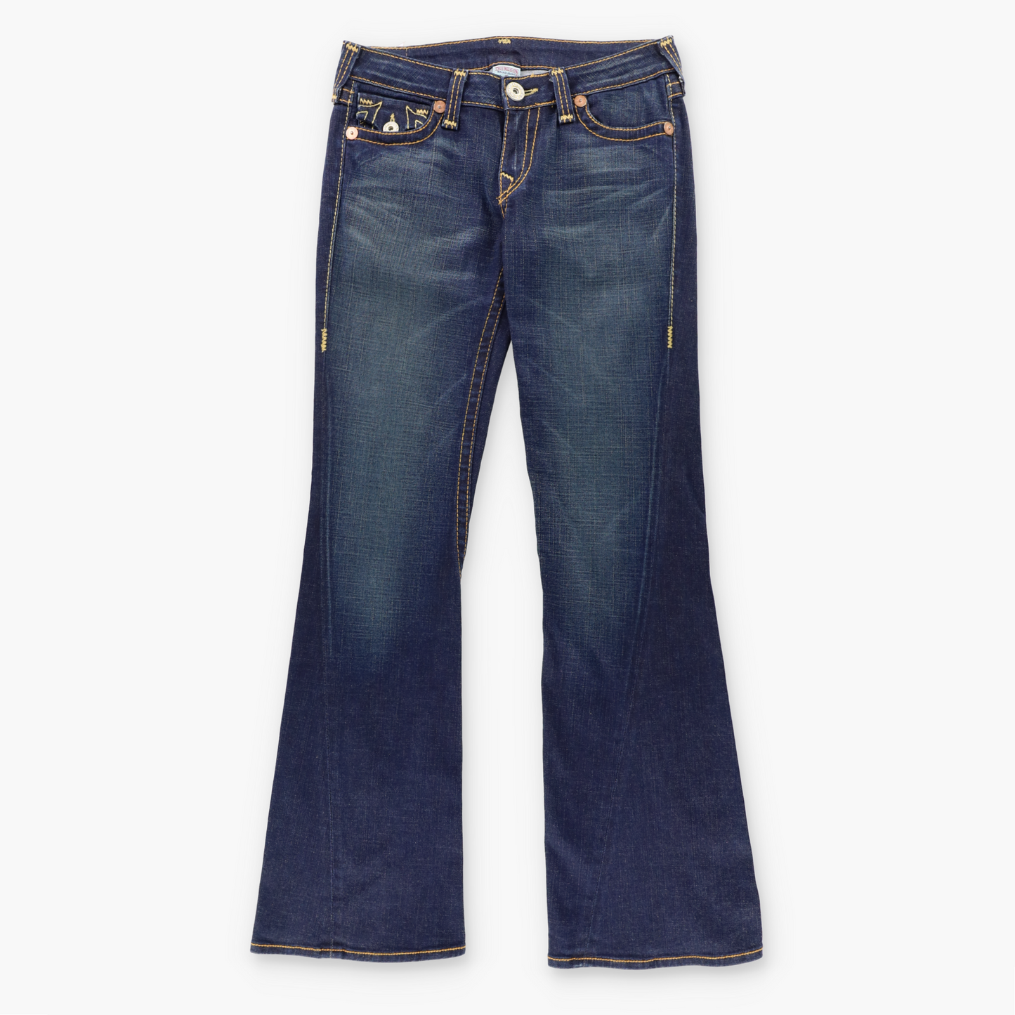 Vintage TRUE RELIGION Blue Medium Wash Y2K Flap Pocket Jeans USA Made (30) ***COCO Vintage Sole Melbourne