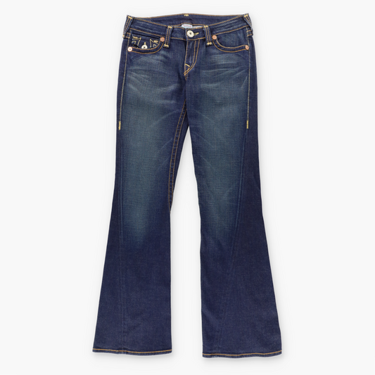 Vintage TRUE RELIGION Blue Medium Wash Y2K Flap Pocket Jeans USA Made (30) ***COCO Vintage Sole Melbourne