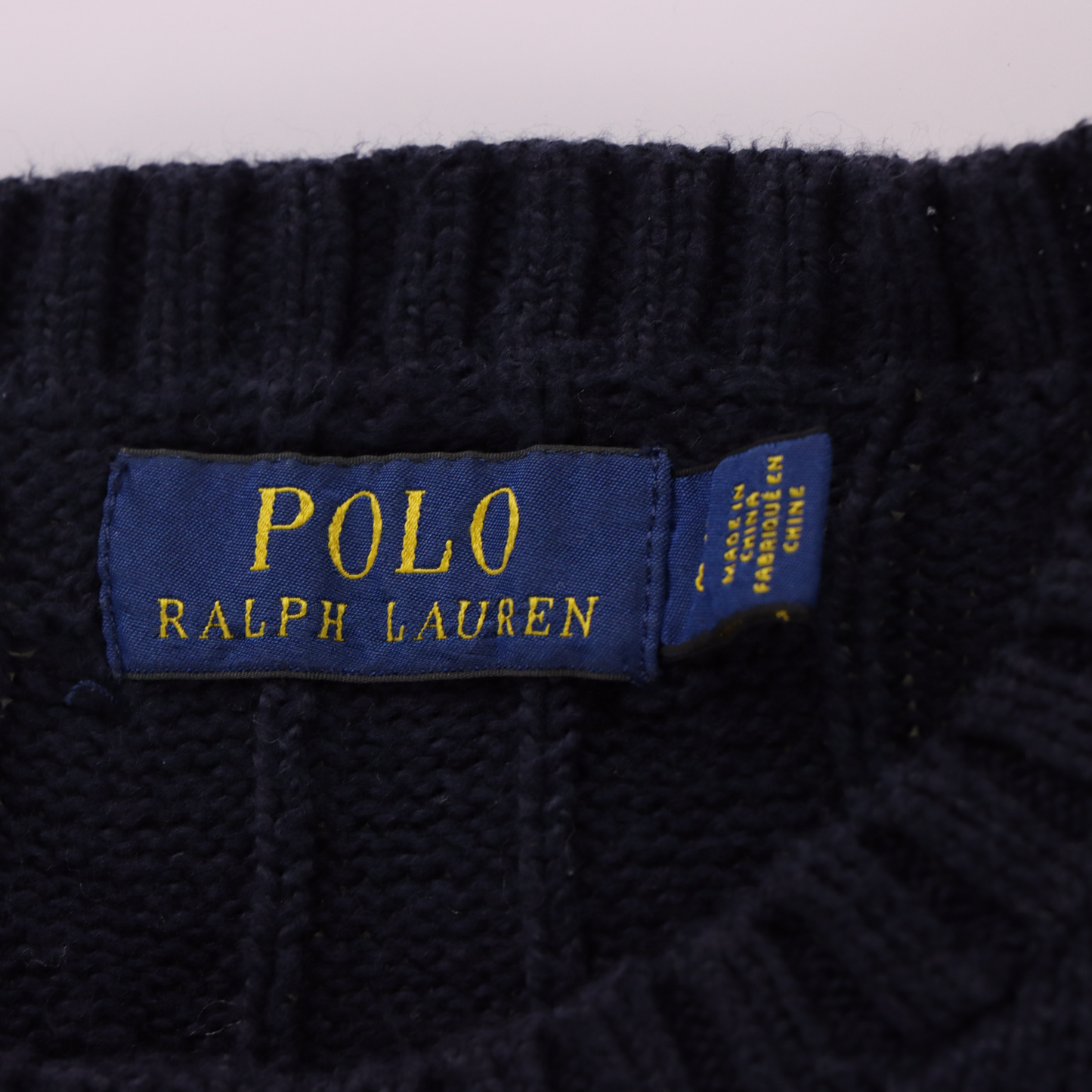 RALPH LAUREN POLO Embroidered Logo Cable Knit Navy Sweater (L)