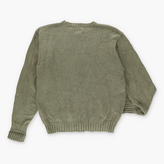 RALPH LAUREN POLO Embroidered Logo Green & Burgundy Knit Sweater (M)