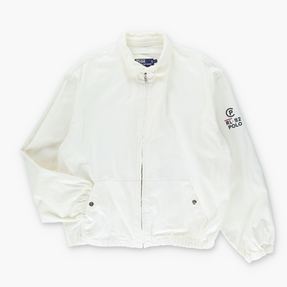 RALPH LAUREN POLO RL-92 Logo White & Navy Zip Up Racing Jacket (L)