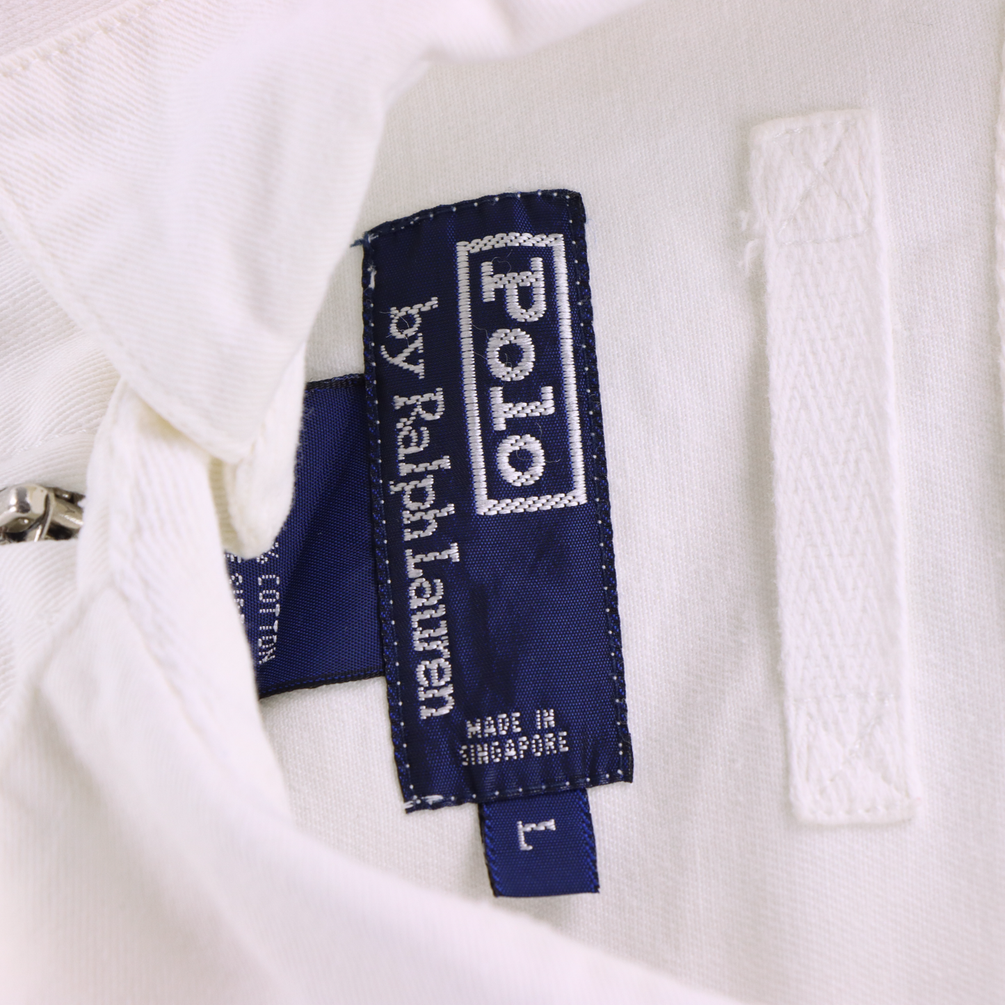 RALPH LAUREN POLO RL-92 Logo White & Navy Zip Up Racing Jacket (L)