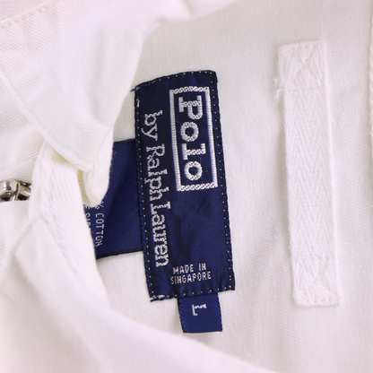 RALPH LAUREN POLO RL-92 Logo White & Navy Zip Up Racing Jacket (L)