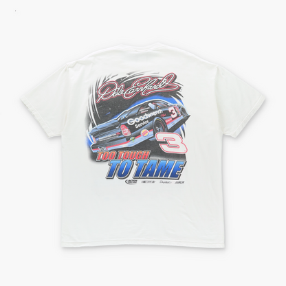 Dale Earnhardt The Intimidator "Too Tough To Tame" NASCAR White USA Made CHASE AUTHENTICS T-Shirt (L-XL)