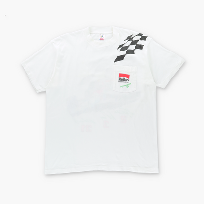 Marlboro Laguna Seca 1994 USA Made NASCAR White Front Pocket FRUIT OF THE LOOM Single Stitch Tee (XL)