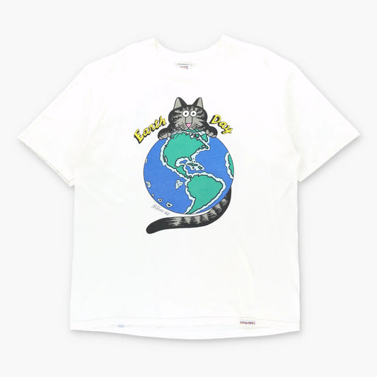 Earth Day "It's Not A Litter Box!" B. Kliban Cat Vintage 90s USA Made White Tee (L) ***COCO Vintage Sole Melbourne